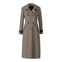 Mackage Elodie-ht Houndstooth Wool Maxi Coat Earth Brown Multi, Size: