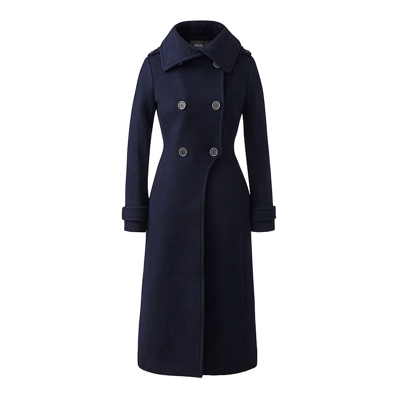 Mackage Elodie-r Double Face Wool Tailored Coat Navy