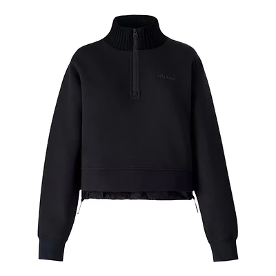 Mackage Elvira Quarter-zip Cotton Sweatshirt Black-black, Size: