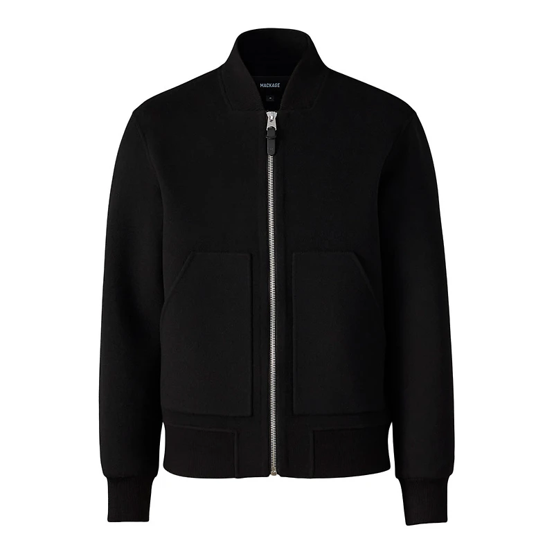 Mackage Emilio-w Wool Bomber Jacket Black, Size:
