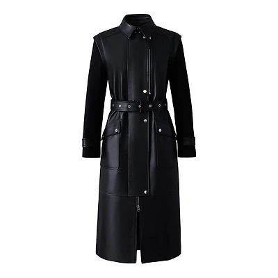 Mackage Evelina 2-in-1 Long Lamb Leather Coat With Removable Sleeves Size: