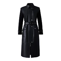 Mackage Evelina 2-in-1 Long Lamb Leather Coat With Removable Sleeves Size: