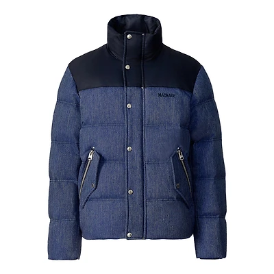 Mackage Everett-dnm Denim Down Jacket With Stand Collar Medium Denim, Size: