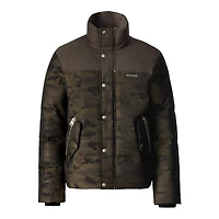 Mackage Everett-jc Technical Camo Down Jacket With Contrast Yoke Army-carbon Multi, Size: