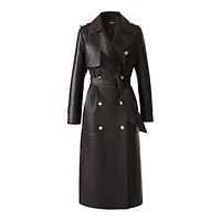 Mackage Gael-nv Croc-embossed Maxi Leather Trench Coat Coffee, Size: