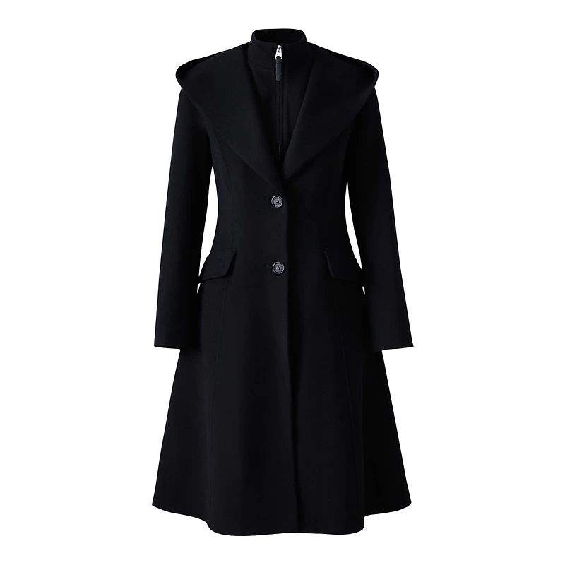 Mackage Gloria Handmade Wool Blend Coat With Removable Bib Size: