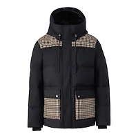 Mackage Graydon-mm 2-in-1 Wool Down Jacket With Shearling Bib Black-earth Brown Multi, Size: