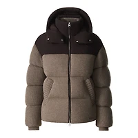 Mackage Greer Cashmere-blend Down Jacket With Removable Hood Coffee, Size: