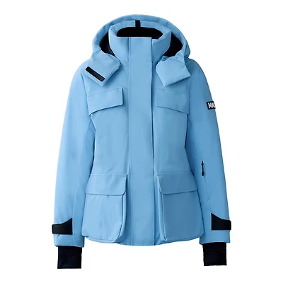 Mackage Iclyn-r Medium Down Ski Jacket With Removable Hood Sky Blue, Size: