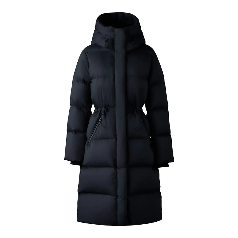 Mackage Ishani-sw Softwash Long Down Coat With Hood Black, Size: