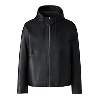Mackage Ivan Leather Hooded Jacket Black, Size: