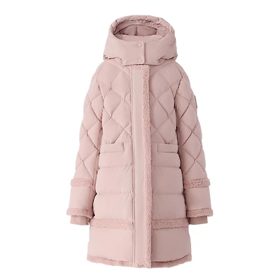 Mackage Jaela-td Mixed Media Down Coat For Kids (8-14 Years) Sepia Rose-sepia Rose, Size:
