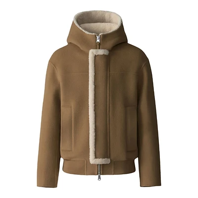 Mackage Jay Heavy Double-face Wool Hooded Jacket Otter-natural, Size: