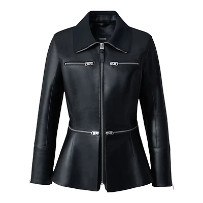 Mackage Jessyan Fitted Lamb Leather Jacket Black, Size: