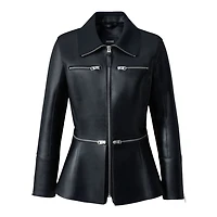 Mackage Jessyan Fitted Lamb Leather Jacket Black, Size: