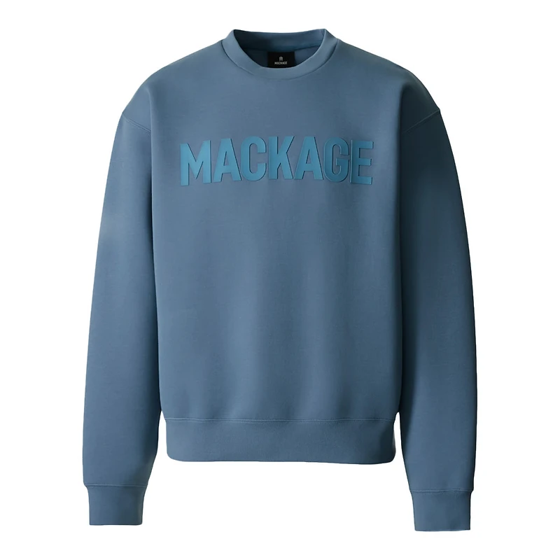 Mackage Julius Double-face Jersey Logo Sweatshirt Provincial Blue, Size: