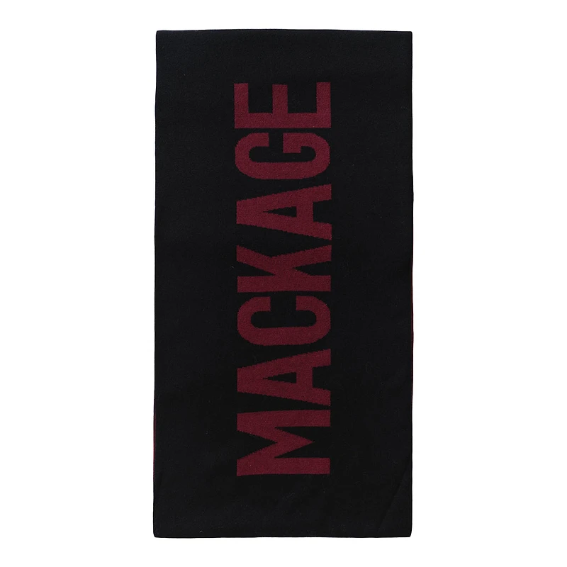 Mackage Juno 2-in-1 Merino Blend Logo Scarf In Black-garnet, Size: O/s