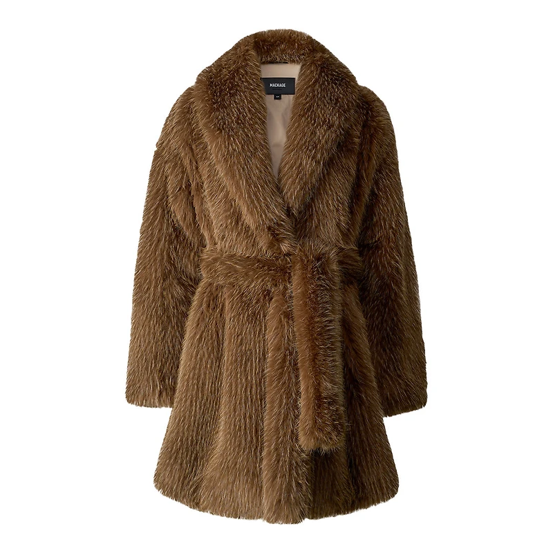 Mackage Kacela Faux Fur Coat Otter, Size: