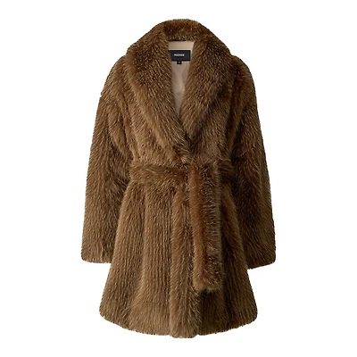 Mackage Kacela Faux Fur Coat Otter, Size: