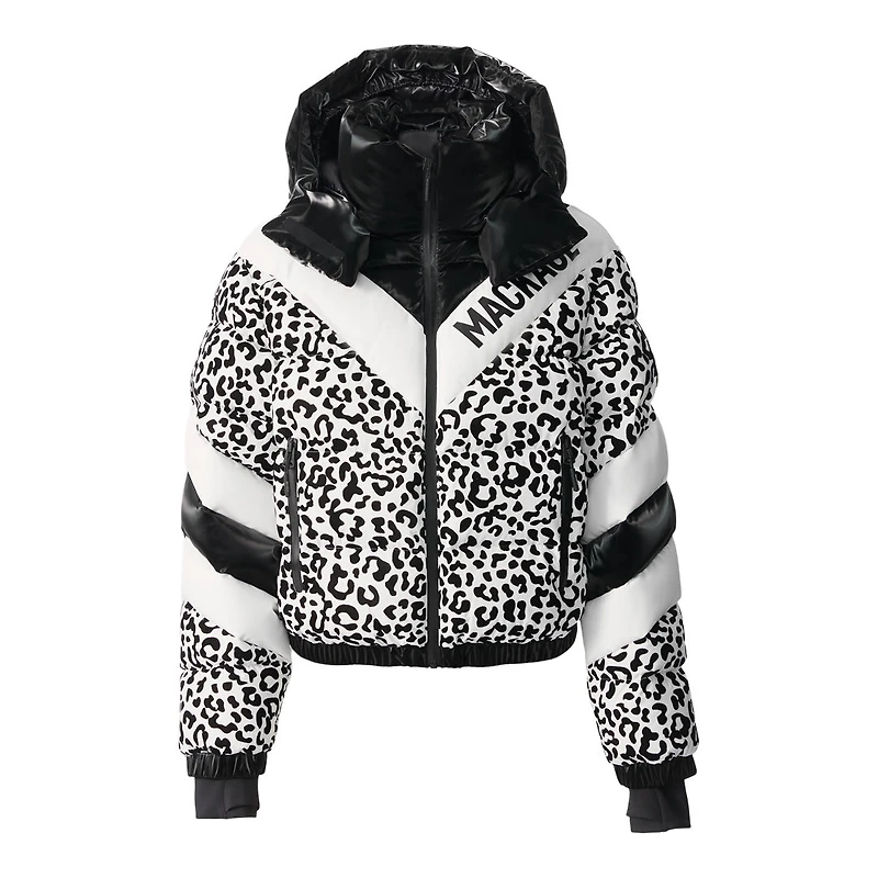 Mackage Kairi-flp Flocked Down Ski Jacket With Chevron Design Black-white, Size: