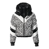 Mackage Kairi-flp Flocked Down Ski Jacket With Chevron Design Black-white, Size: