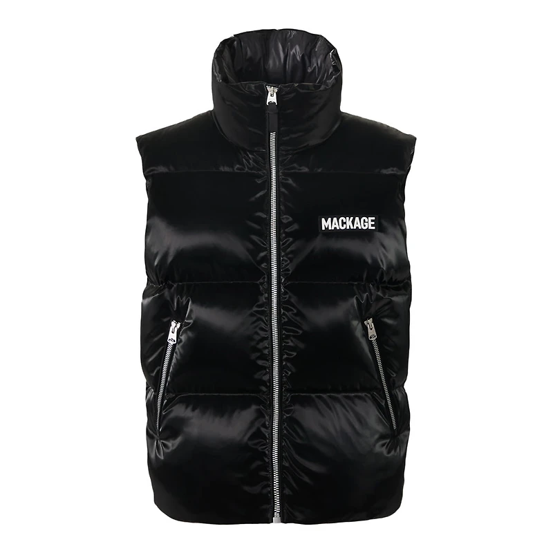 Mackage Kane-glo High-gloss Down Vest Black, Size: