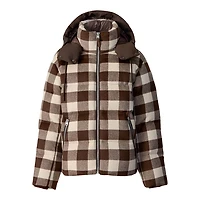 Mackage Kent-pl Plaid Hooded Down Jacket Coffee-cream Plaid, Size: