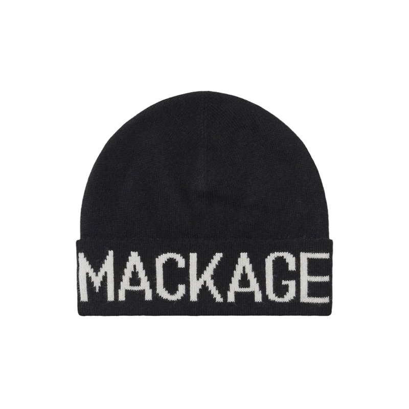 Mackage Kiko Knit Merino Blend Logo Hat For Kids In Black, Size: O/s