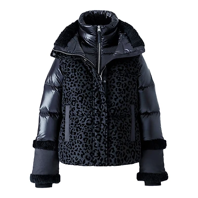 Mackage Lydana-flp Down Jacket With Removable Bib And Shearling Trim Black-black, Size: