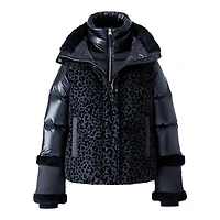 Mackage Lydana-flp Down Jacket With Removable Bib And Shearling Trim Black-black, Size: