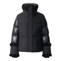 Mackage Lydana Down Jacket With Shearling Trim And Removable Bib Size: