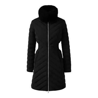 Mackage Lyris Quilted Down Coat With Removable Shearling Collar Size: