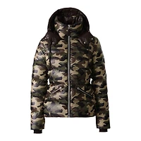 Mackage Madalyn-camo Lustrous Light Down Jacket With Hood Camouflage Print, Size: