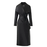 Mackage Mai-l Long Leather Wrap Coat Black, Size:
