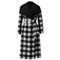 Mackage Mai-pl Reversible Plaid Wrap Coat Double-face Wool Black-cream Plaid, Size: