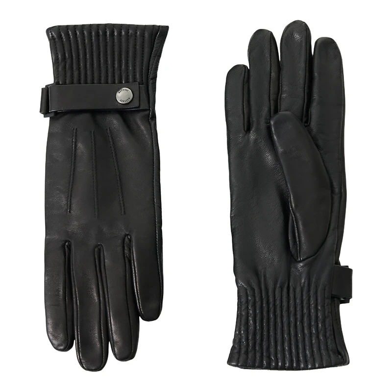 Mackage Mara Leather Gloves With Touchscreen Compatibility Black, Size: