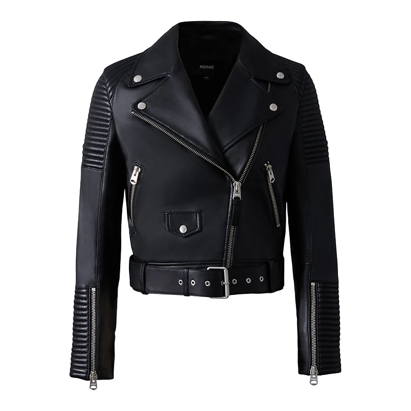 Mackage Masina Zip-vent Leather Jacket Black, Size: