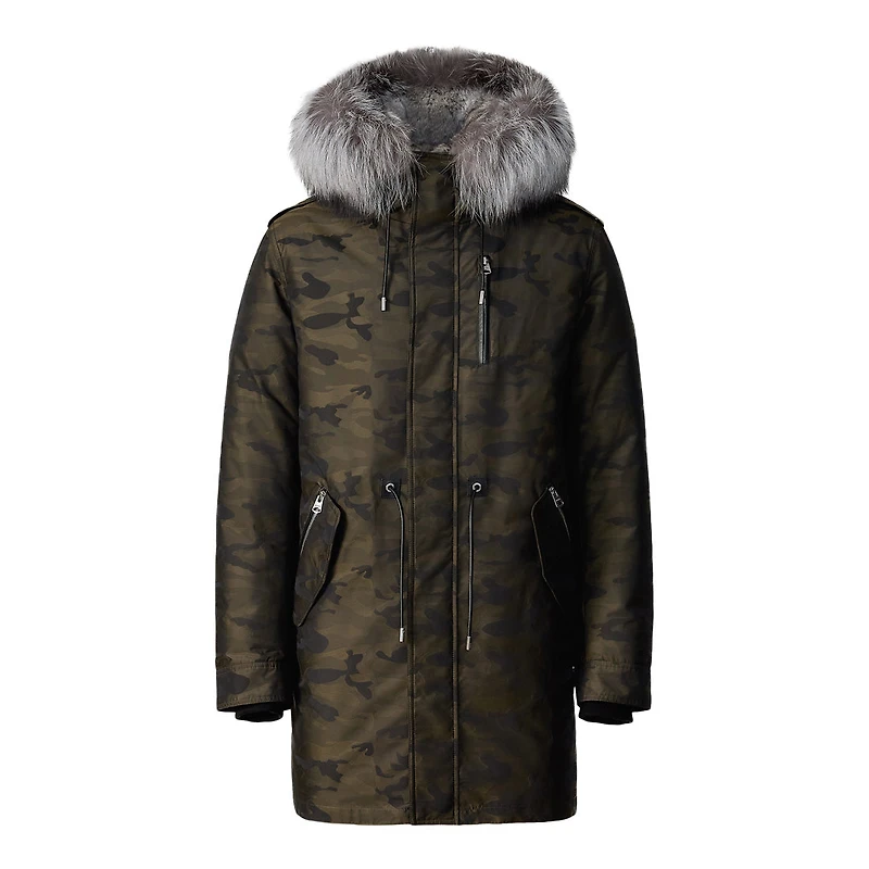 Mackage Moritz-jc Fur-lined Camo Down Parka Army, Size: