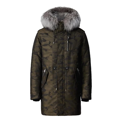 Mackage Moritz-jc Fur-lined Camo Down Parka Army, Size: