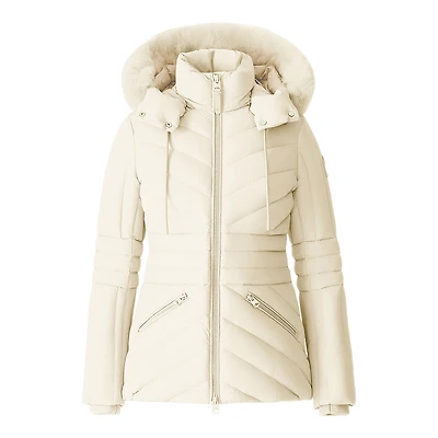 Mackage Nadia-sh Hooded Down Jacket With Shearling Trim Size: