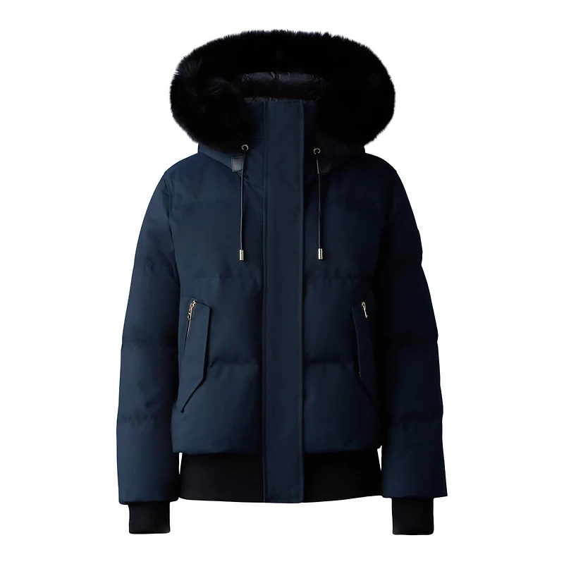 Mackage Nefi-bx Down Jacket With Blue Fox Fur Hood Navy, Size: