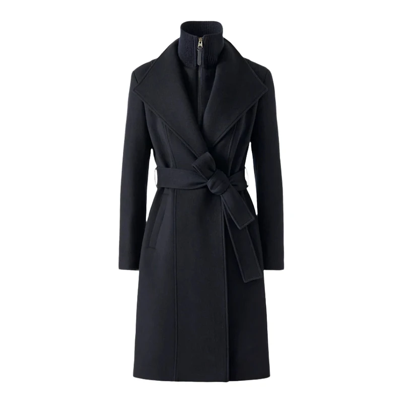 Mackage Norita 2-in-1 Double Face Wool Coat With Sash Size: