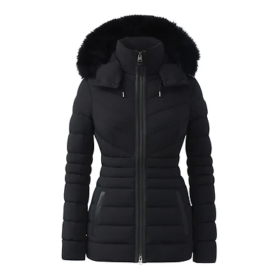 Mackage Patsy Agile 360 Down Jacket With Blue Fox Fur Black, Size:
