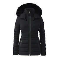Mackage Patsy Agile 360 Down Jacket With Blue Fox Fur Black, Size: