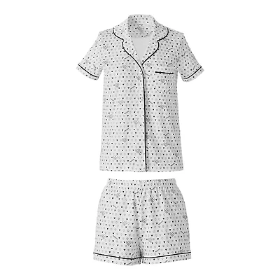 Mackage Short Sleeve Cotton Polo Pajama Set — X Roller Rabbit Black, Size: