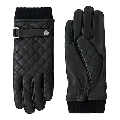 Mackage Reeve-q Diamond Quilted Leather Gloves Black, Size: