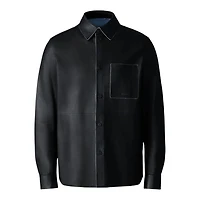 Mackage Remington Two-tone Leather Overshirt Black-fog Blue, Size: