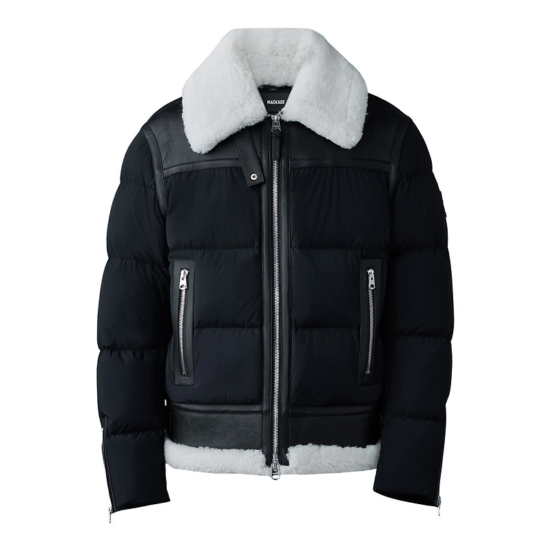 Mackage Robert Mixed-media Shearling Down Jacket Black, Size: