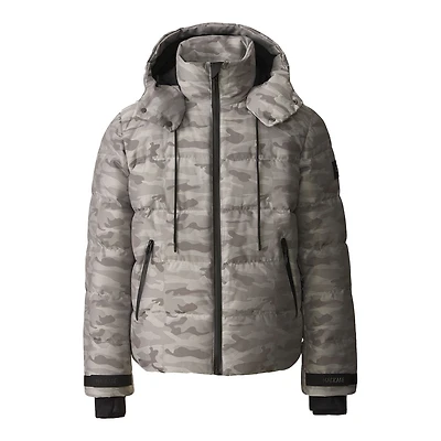 Mackage Samuel-jc Camo Jacquard Down Ski Jacket With Storm Visor Grey, Size: