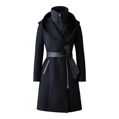 Mackage Shia-slb 2-in-1 Double-face Wool Coat With Removable Bib Size: